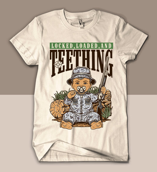 Locked, Loaded, and Teething Baby Onesie