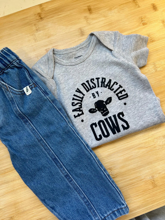 Easily Distracted by Cows Baby Onesie